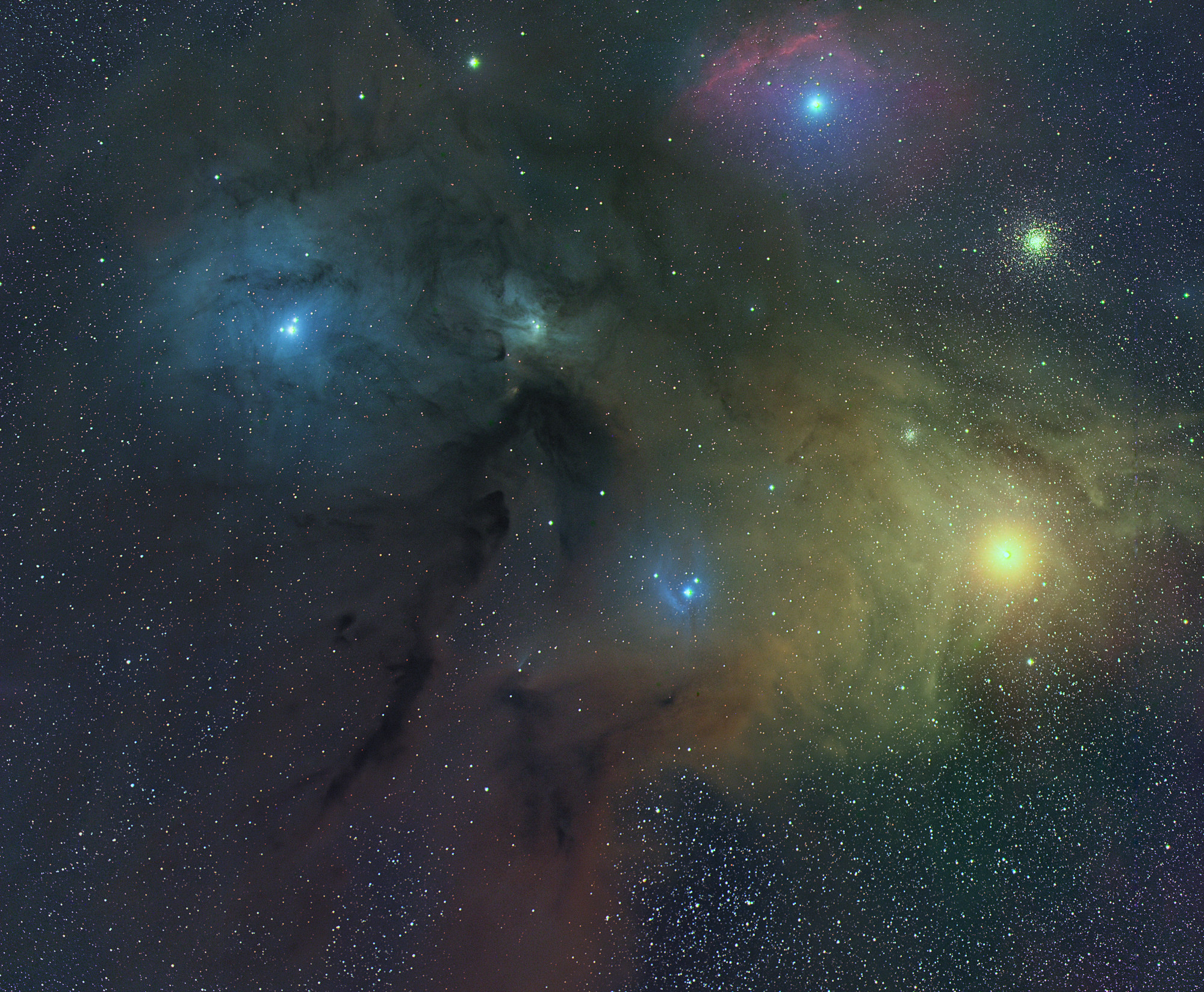 The Rho Ophiuchi Nebula is a dark cloud in the constellation Ophiuchus.